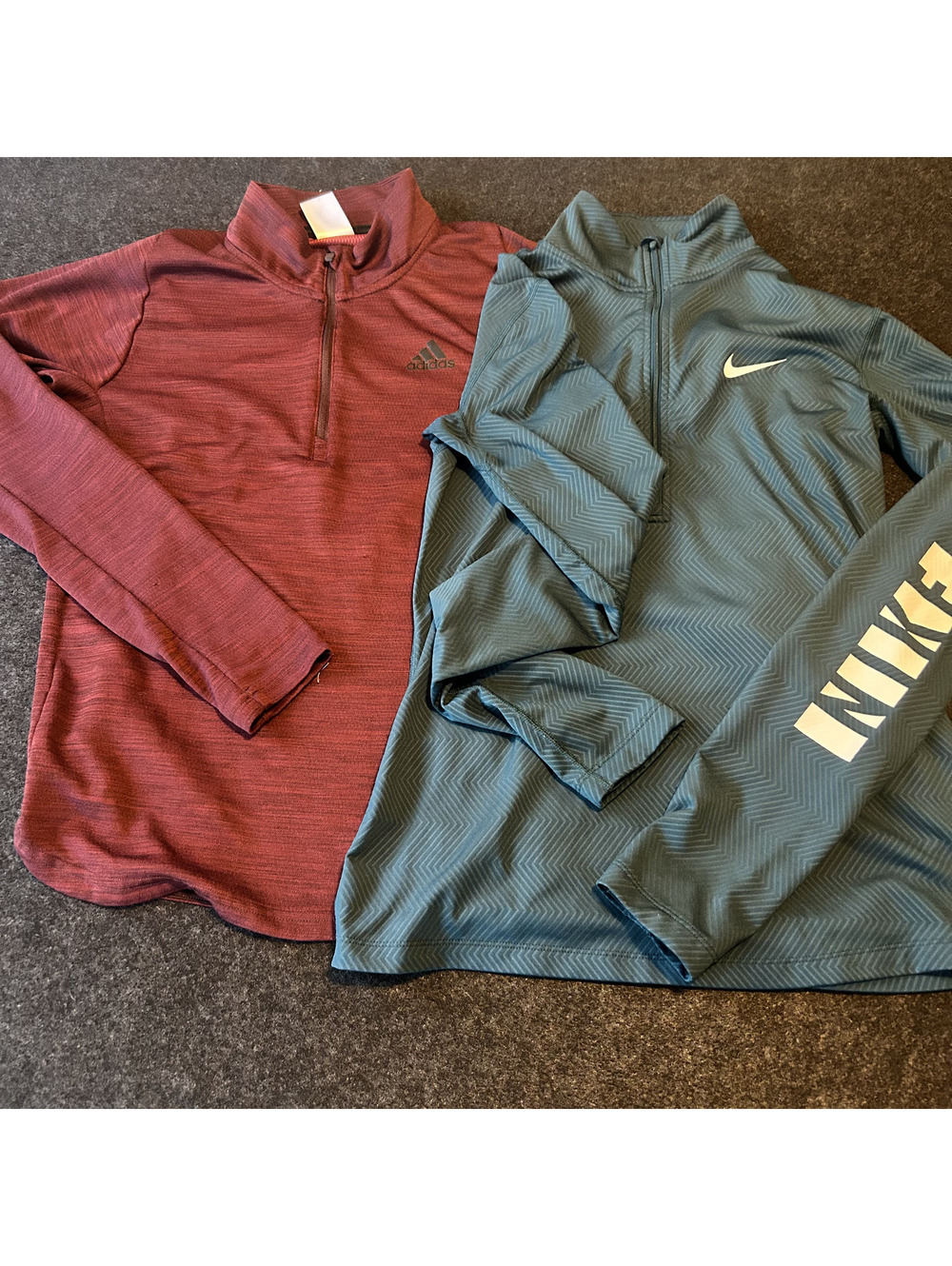 Lot of 2 Nike & Adidas 1/4 Zip Pullover Athletic Shirts Women's Size Small & Med
